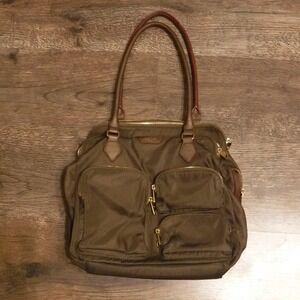 MZ Wallace New York Brown Nylon Satchel Shoulder Bag Multi-Compartment Purse‎